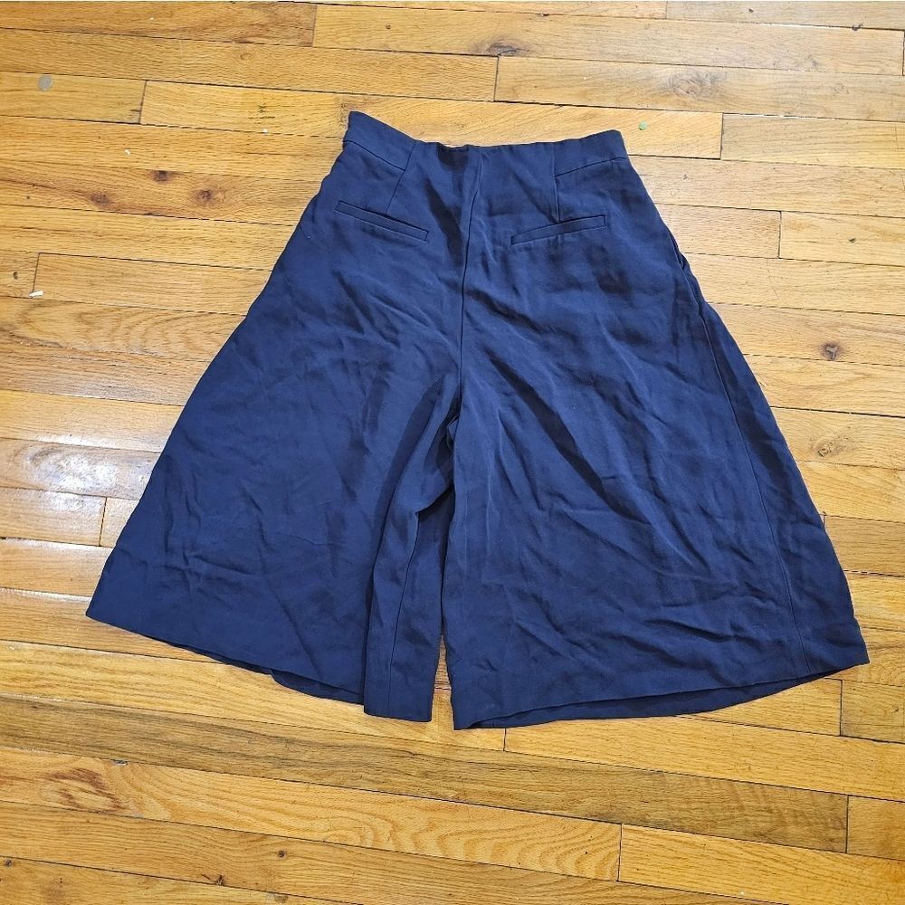 Rebecca Taylor Wide Leg Crop Pants Womens Size 6 Navy Blue - Picture 3 of 8